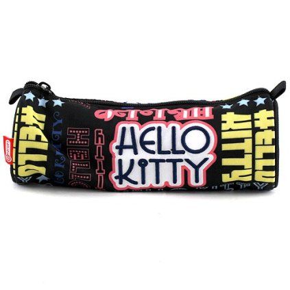 Školní penál Hello Kitty černý s nápisy (9858)