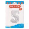 Fóliový balónek stříbrný číslo 5 - 82 cm (4514)