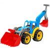 traktor s rypadlem modrý 1